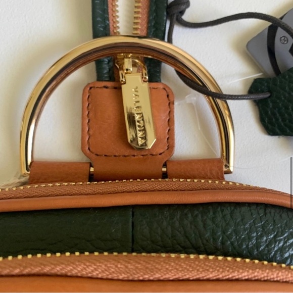 Valentina Pebbled Leather Convertible Backpack Sling Bag Purse Hunter Green - Picture 11 of 16